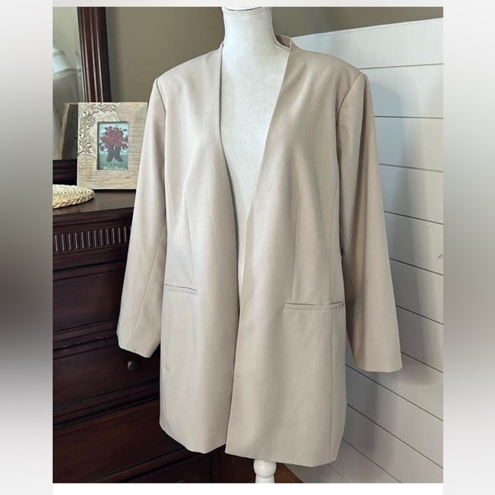Calvin Klein Cream Women's Open Front Blazer